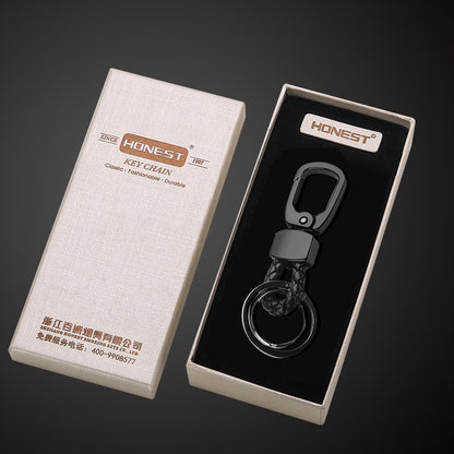 Honest Creative Braided Leather Keychain for Men and Women - Custom Metal Key Ring for Car Keys, Wholesale"