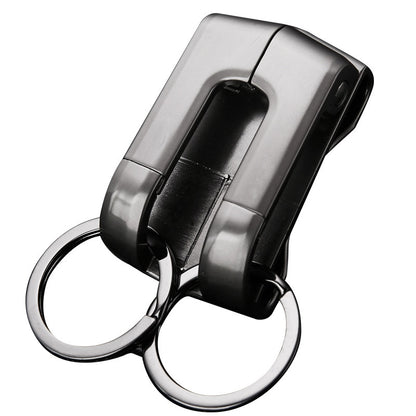 Honest Double Circle Metal Keychain with Dual-Row Anti-Lost Design for Men - Car Waist Hanging Key Holder