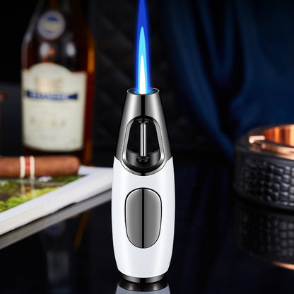 Windproof Blue Flame Metal Lighter for Incense Sticks and Outdoor Use, Compact Refillable Jet Torch Igniter for Men