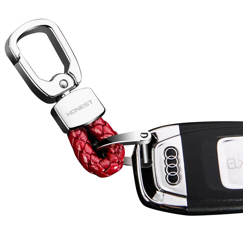 Honest Creative Braided Leather Keychain for Men and Women - Custom Metal Key Ring for Car Keys, Wholesale"