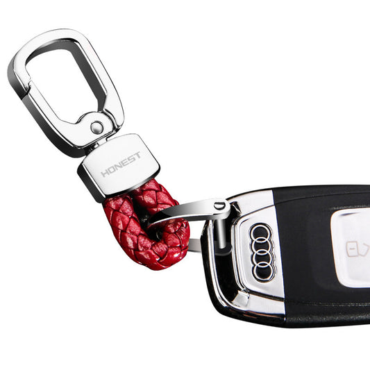 Honest Creative Braided Leather Keychain for Men and Women - Custom Metal Key Ring for Car Keys, Wholesale"
