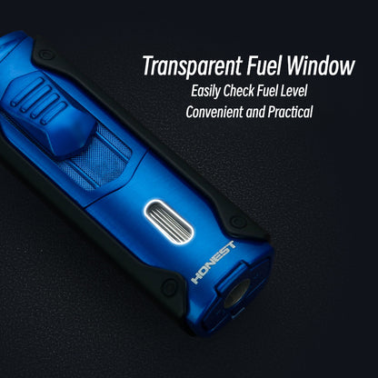 Honest Custom Multi-Function Quad Jet Blue Flame Refillable Lighter with Metal Body and Viewing Window Wholesale Gifts
