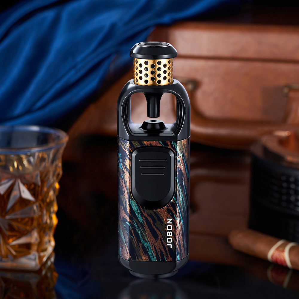 New Blue Flame Torch Lighter, Portable Windproof Refillable Butane Metal Lighter for Outdoor & Kitchen Use