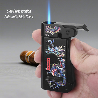 Honest Premium Metal Butane Lighter & V-Shaped Cutter Set - Engraved Gift Box for Business Gifts & Special Occasions