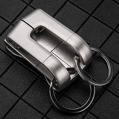 Honest Double Circle Metal Keychain with Dual-Row Anti-Lost Design for Men - Car Waist Hanging Key Holder