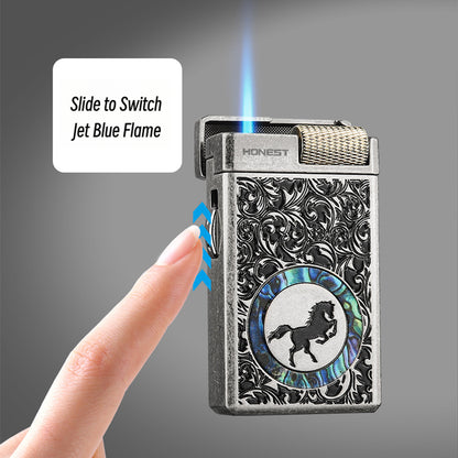 Honest 2026 New Windproof Butane Lighter with Flint Ignition, Dual Flame Modes, Moxibustion & Premium Gift Set