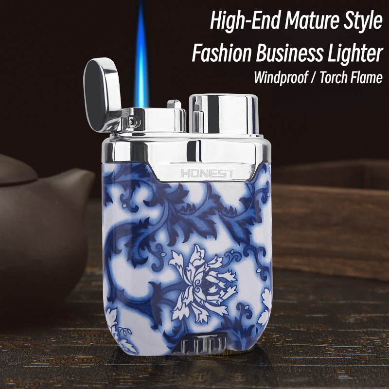 Honest Windproof Refillable Metal Butane Lighter with Jet Blue Flame for Stylish Men Gift