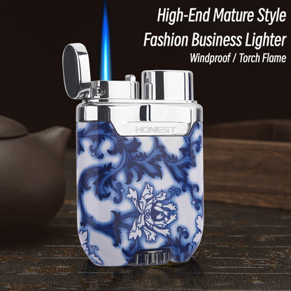 Honest Windproof Refillable Metal Butane Lighter with Jet Blue Flame for Stylish Men Gift