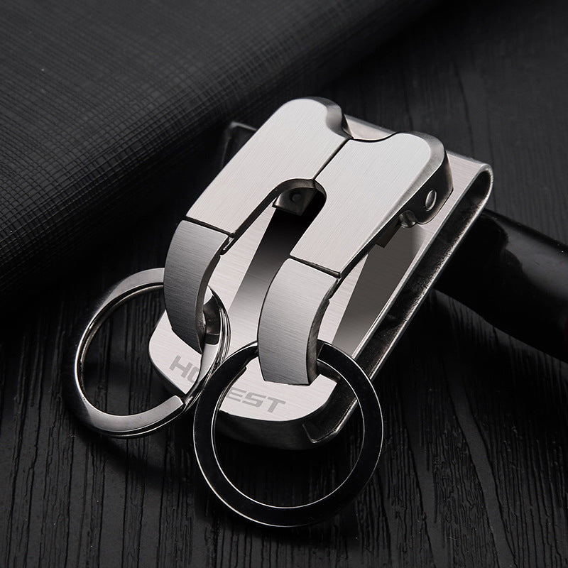 Honest 304 Stainless Steel Keychain for Men, Belt Loop Car Key Holder, Double Row Keychain, Small Wholesale Gift
