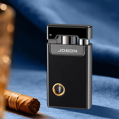 Dual Flame Butane Lighter with Transparent Fuel Tank, Jet Torch & Soft Flame, Refillable Windproof Design