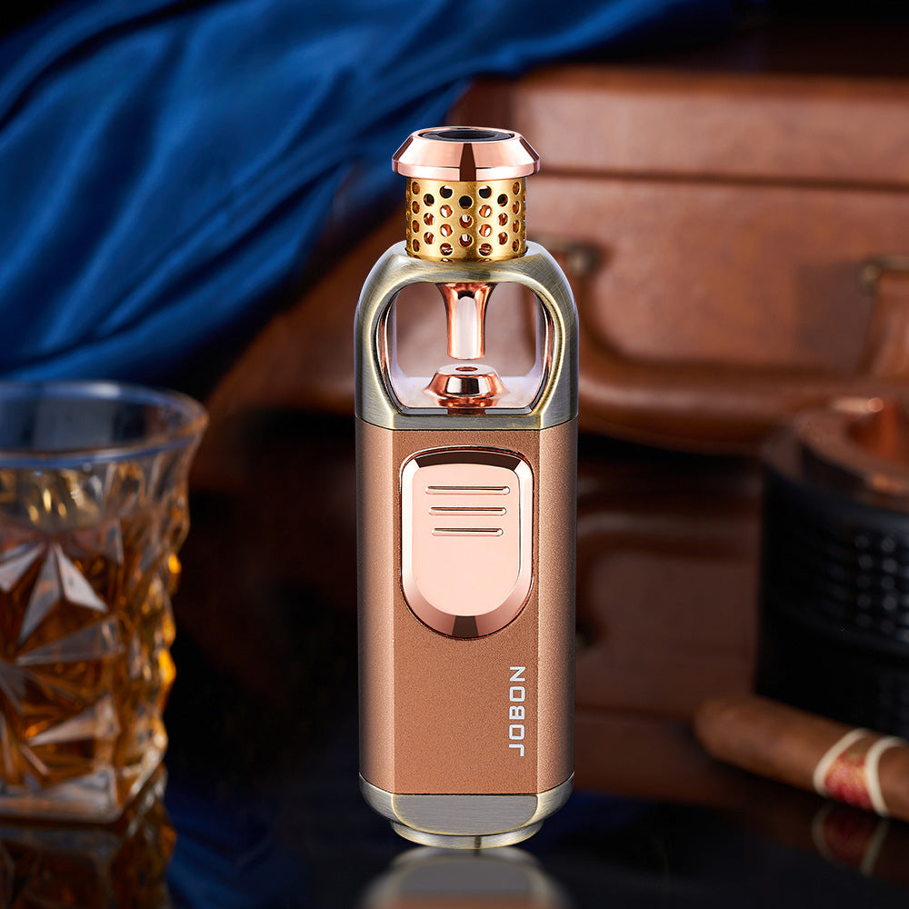 New Blue Flame Torch Lighter, Portable Windproof Refillable Butane Metal Lighter for Outdoor & Kitchen Use