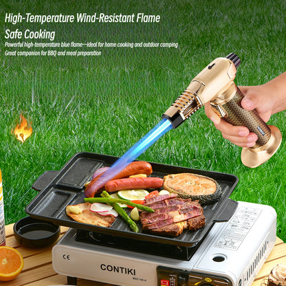 High-Power Jet Flame Torch Lighter Refillable Butane Windproof Igniter for Outdoor Camping, BBQ, Kitchen Cooking & Multipurpose Use