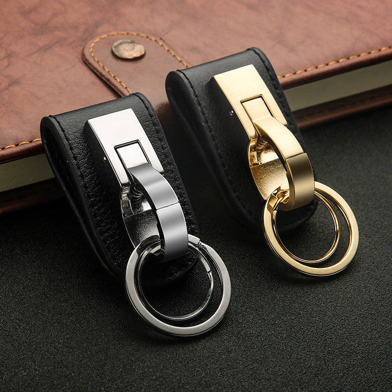 Honest Men's Leather Belt Keychain – Premium Genuine Leather Waist Key Holder, Anti-Loss Simple Single Buckle Keychain