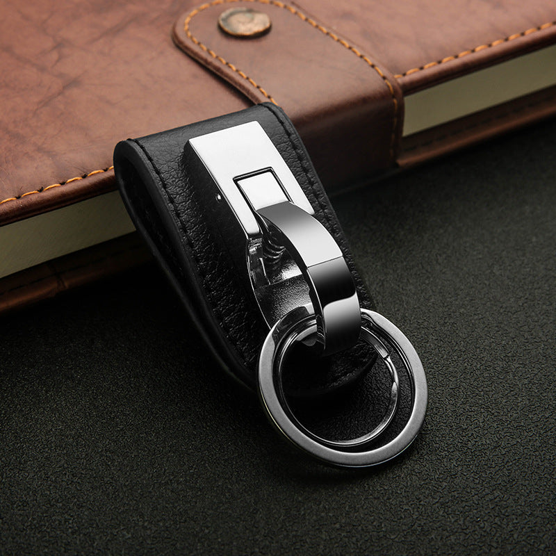 Honest Men's Leather Belt Keychain – Premium Genuine Leather Waist Key Holder, Anti-Loss Simple Single Buckle Keychain