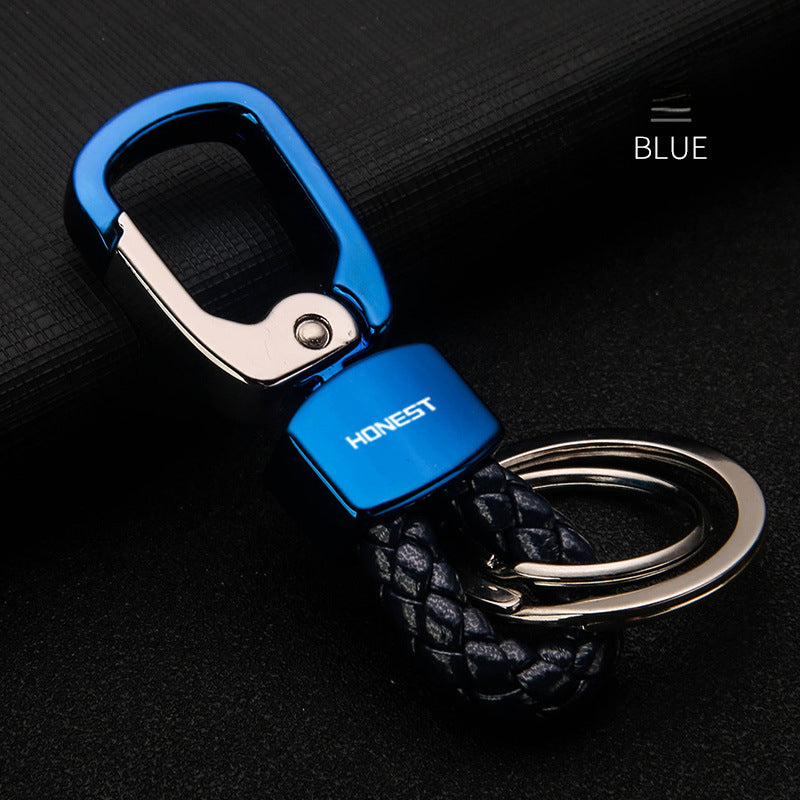 Honest Creative Braided Leather Keychain for Men and Women - Custom Metal Key Ring for Car Keys, Wholesale"