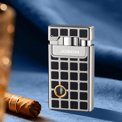 Dual Flame Butane Lighter with Transparent Fuel Tank, Jet Torch & Soft Flame, Refillable Windproof Design