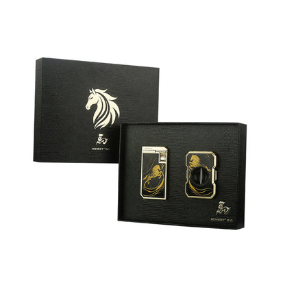 Honest 2026 New Windproof Metal Lighter with Dual Flames V-Shaped Design, Premium Business Gift Set