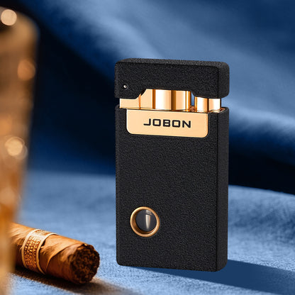 Dual Flame Butane Lighter with Transparent Fuel Tank, Jet Torch & Soft Flame, Refillable Windproof Design