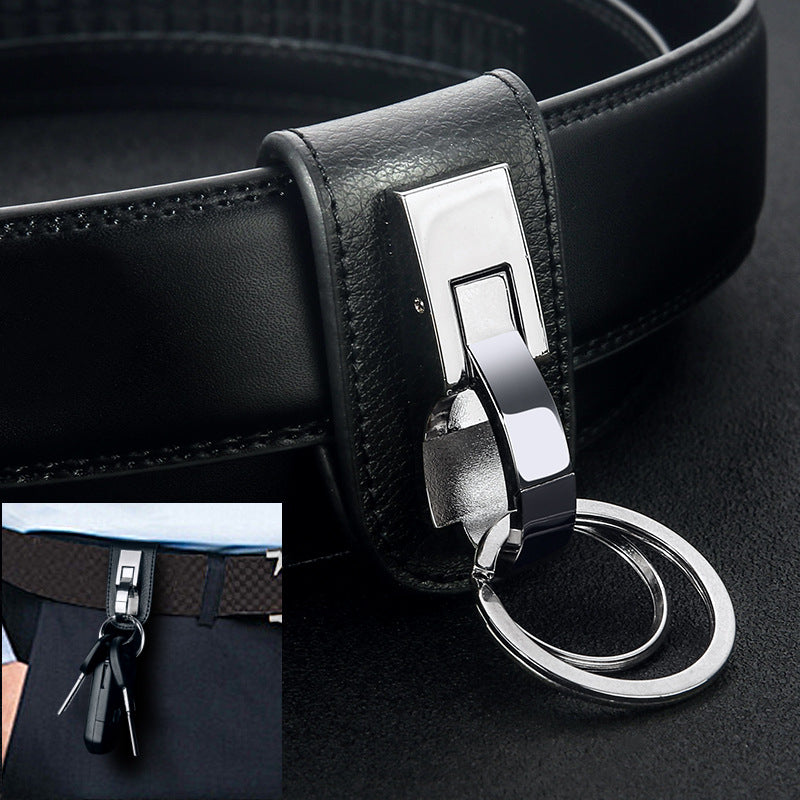 Honest Men's Leather Belt Keychain – Premium Genuine Leather Waist Key Holder, Anti-Loss Simple Single Buckle Keychain