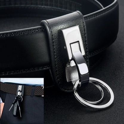 Honest Men's Leather Belt Keychain – Premium Genuine Leather Waist Key Holder, Anti-Loss Simple Single Buckle Keychain