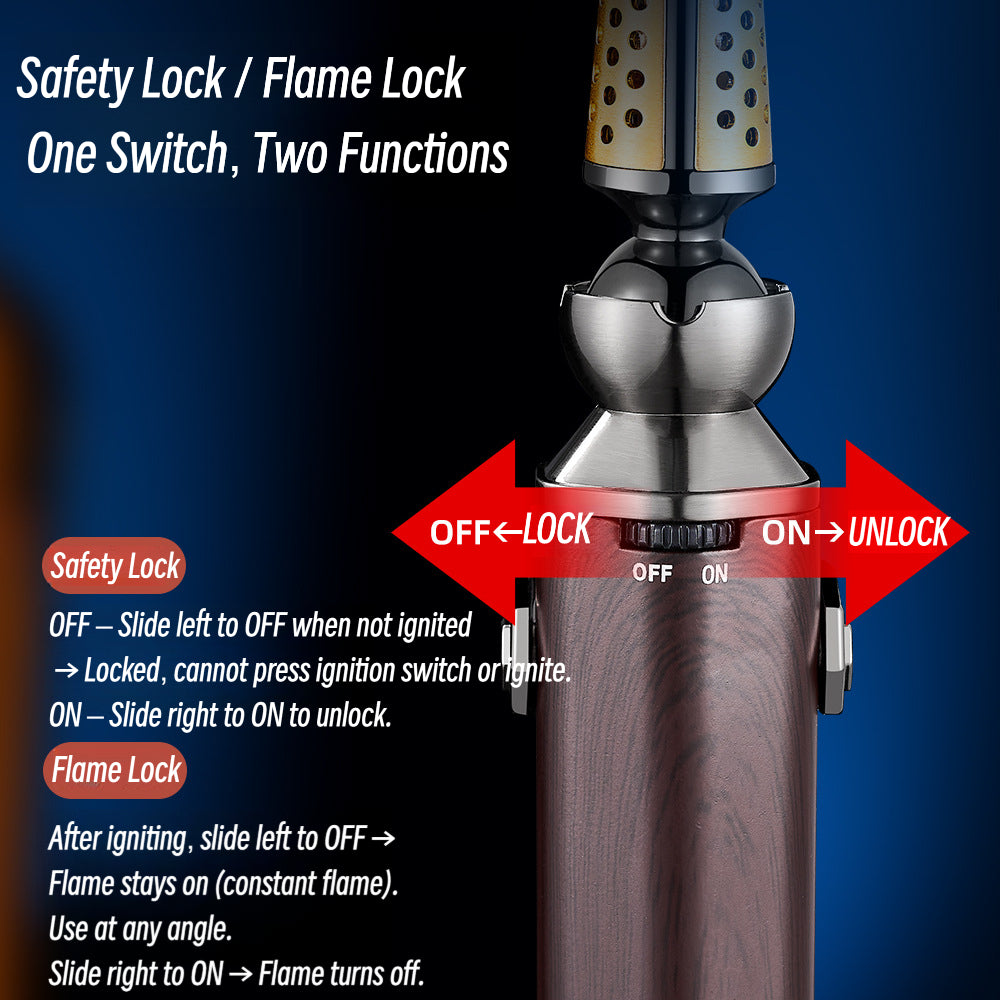 Kitchen Lighter with Rotatable Nozzle, Direct Flame Torch, Safety Lock
