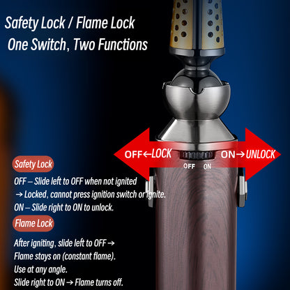 Kitchen Lighter with Rotatable Nozzle, Direct Flame Torch, Safety Lock
