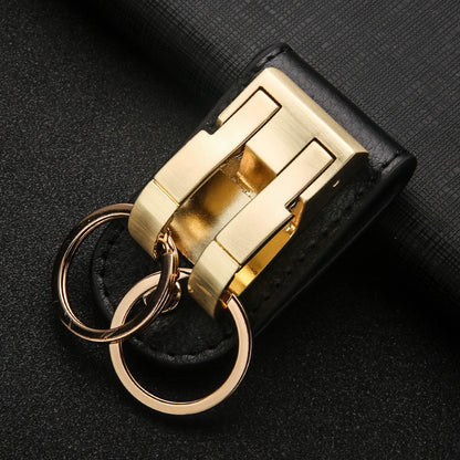 Honest Men's Business Leather & Metal Car Keychain Wholesale, Stylish Waist-Hang Design for Corporate Gifts