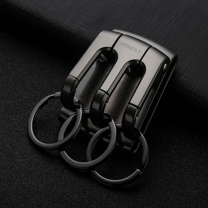 Honest New Men's Belt-Style Anti-Loss Keychain with 3 Hooks, Creative Gift Waist-Hang Car Keychain
