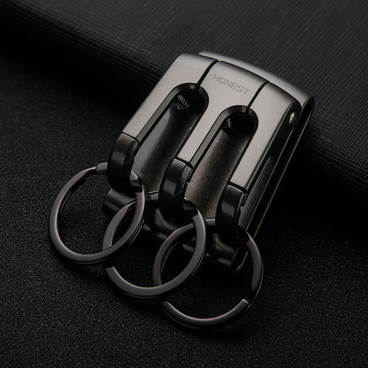 Honest New Men's Belt-Style Anti-Loss Keychain with 3 Hooks, Creative Gift Waist-Hang Car Keychain