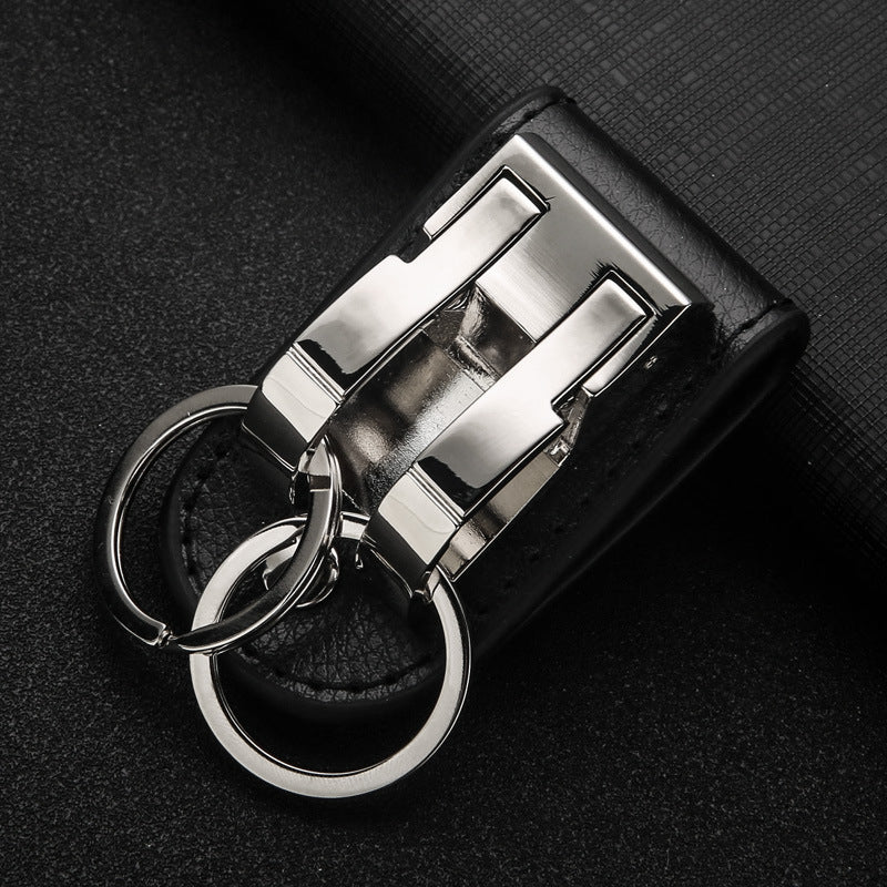 Honest Men's Business Leather & Metal Car Keychain Wholesale, Stylish Waist-Hang Design for Corporate Gifts