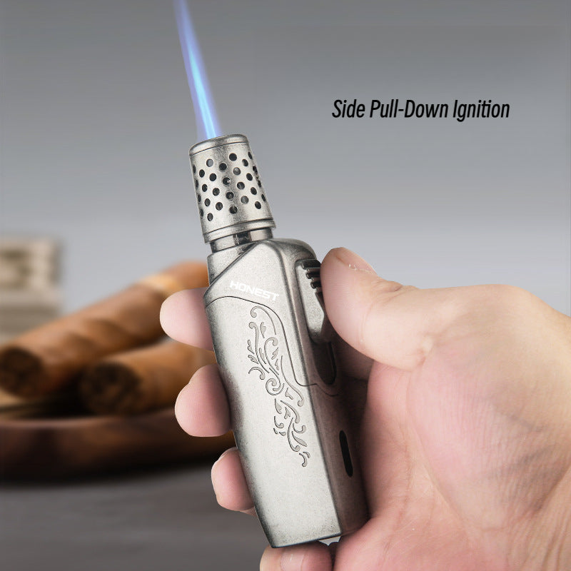 Honest New Blue Flame Butane Lighter for Men - Premium Metal Windproof Lighter Set, 2-Piece Gift Box