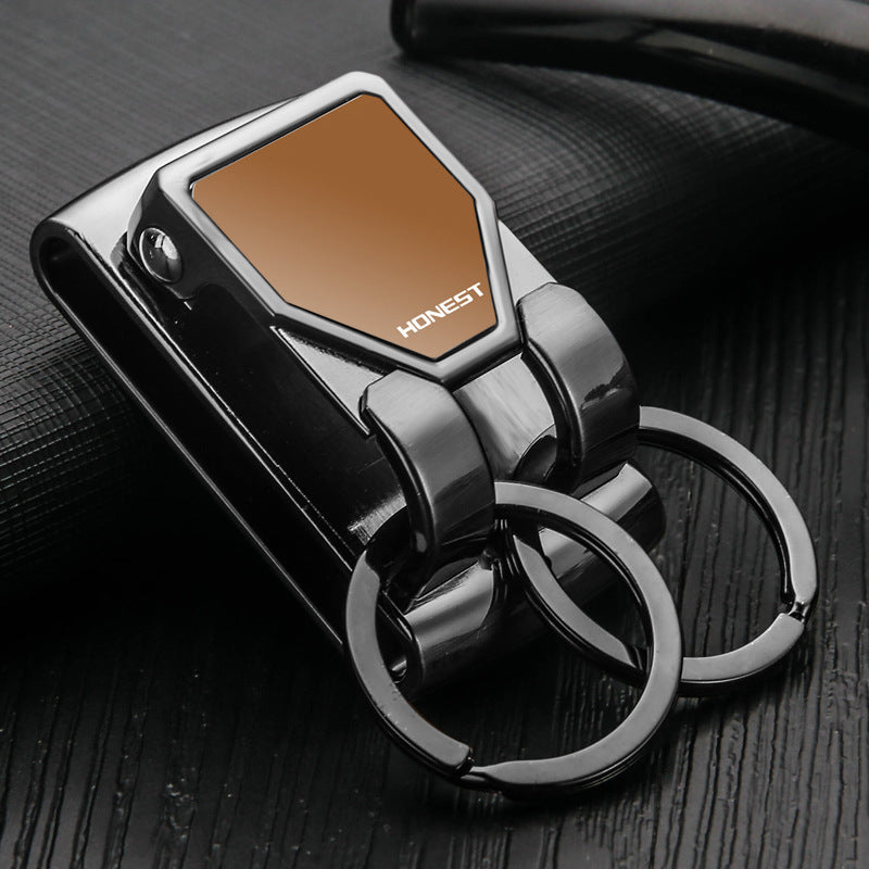 Honest Factory Direct Sale Men's Belt Keychain - Metal Double Ring Waist Hanging Keychain