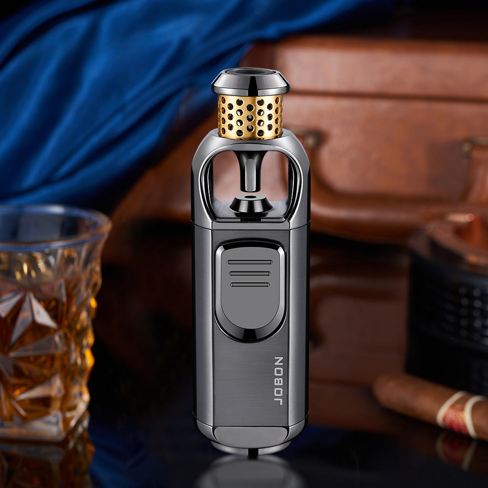 New Blue Flame Torch Lighter, Portable Windproof Refillable Butane Metal Lighter for Outdoor & Kitchen Use