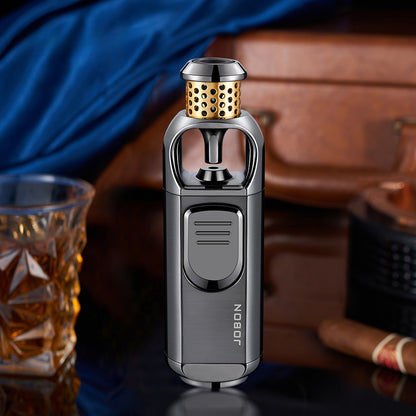 New Blue Flame Torch Lighter, Portable Windproof Refillable Butane Metal Lighter for Outdoor & Kitchen Use