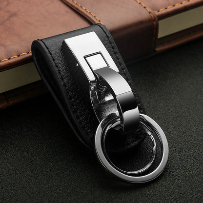 Honest Men's Leather Belt Keychain – Premium Genuine Leather Waist Key Holder, Anti-Loss Simple Single Buckle Keychain