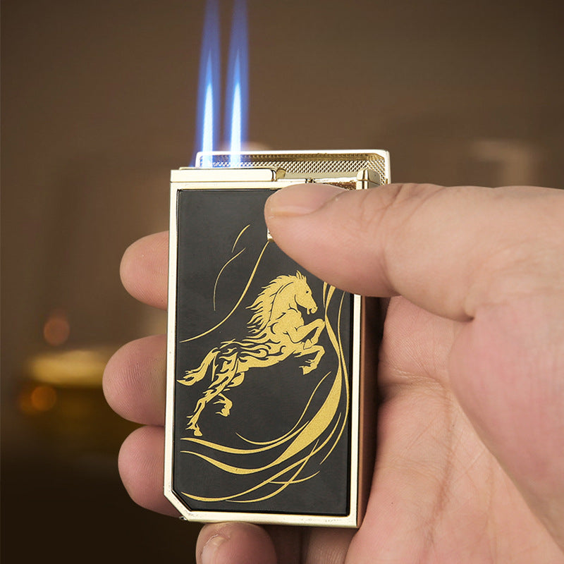 Honest 2026 New Windproof Metal Lighter with Dual Flames V-Shaped Design, Premium Business Gift Set