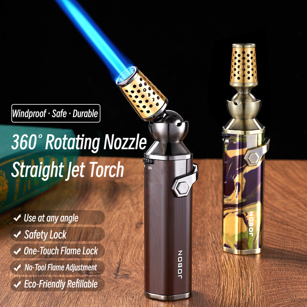 Kitchen Lighter with Rotatable Nozzle, Direct Flame Torch, Safety Lock