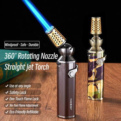 Kitchen Lighter with Rotatable Nozzle, Direct Flame Torch, Safety Lock
