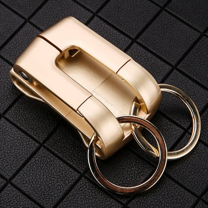 Honest Double Circle Metal Keychain with Dual-Row Anti-Lost Design for Men - Car Waist Hanging Key Holder