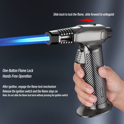 High-Power Jet Flame Torch Lighter Refillable Butane Windproof Igniter for Outdoor Camping, BBQ, Kitchen Cooking & Multipurpose Use