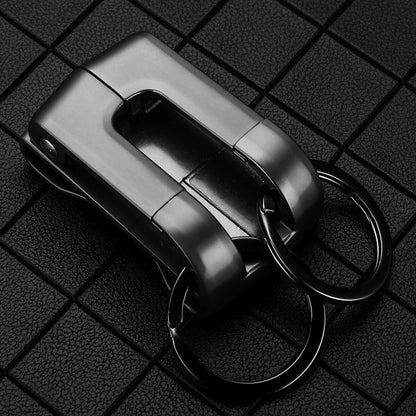 Honest Double Circle Metal Keychain with Dual-Row Anti-Lost Design for Men - Car Waist Hanging Key Holder