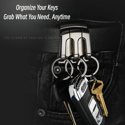 Honest New Men's Belt-Style Anti-Loss Keychain with 3 Hooks, Creative Gift Waist-Hang Car Keychain