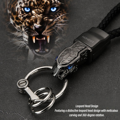Honest Authentic Leopard Head Car Keychain, High-End All-Metal Creative Personalized Keyring for Men, Waist Pendant