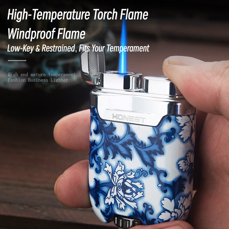 Honest Windproof Refillable Metal Butane Lighter with Jet Blue Flame for Stylish Men Gift