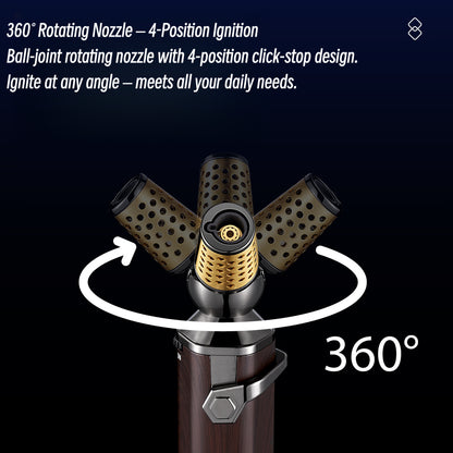Kitchen Lighter with Rotatable Nozzle, Direct Flame Torch, Safety Lock