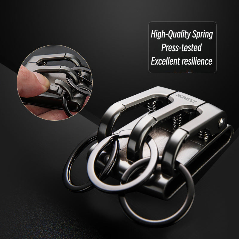 Honest New Men's Belt-Style Anti-Loss Keychain with 3 Hooks, Creative Gift Waist-Hang Car Keychain