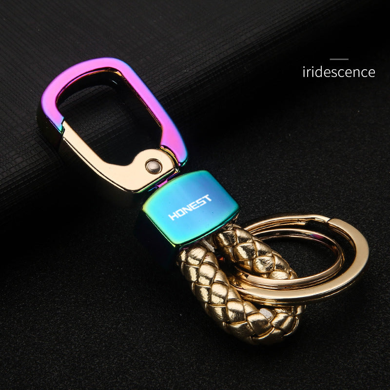 Honest Creative Braided Leather Keychain for Men and Women - Custom Metal Key Ring for Car Keys, Wholesale"