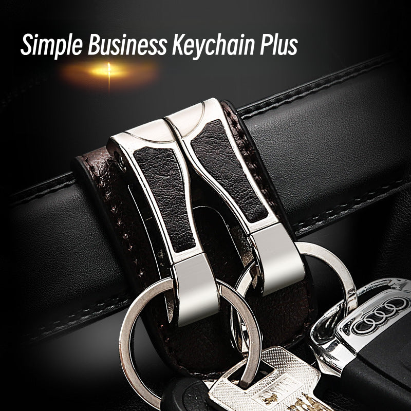 Honest Genuine Leather Belt Keychain for Men - Creative Double Ring Waist Hanging Key Holder for Car