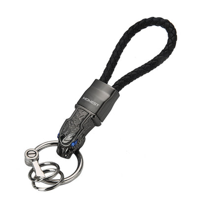 Honest Authentic Leopard Head Car Keychain, High-End All-Metal Creative Personalized Keyring for Men, Waist Pendant