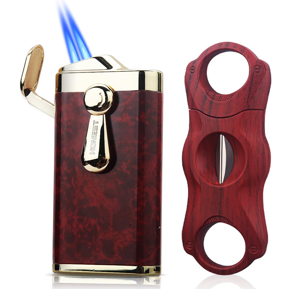 HONEST Double Jet Flame Torch Lighter – Pocket Lighter Gift for Men, Ideal for BBQ, Kitchen, Fireplace, and Candles